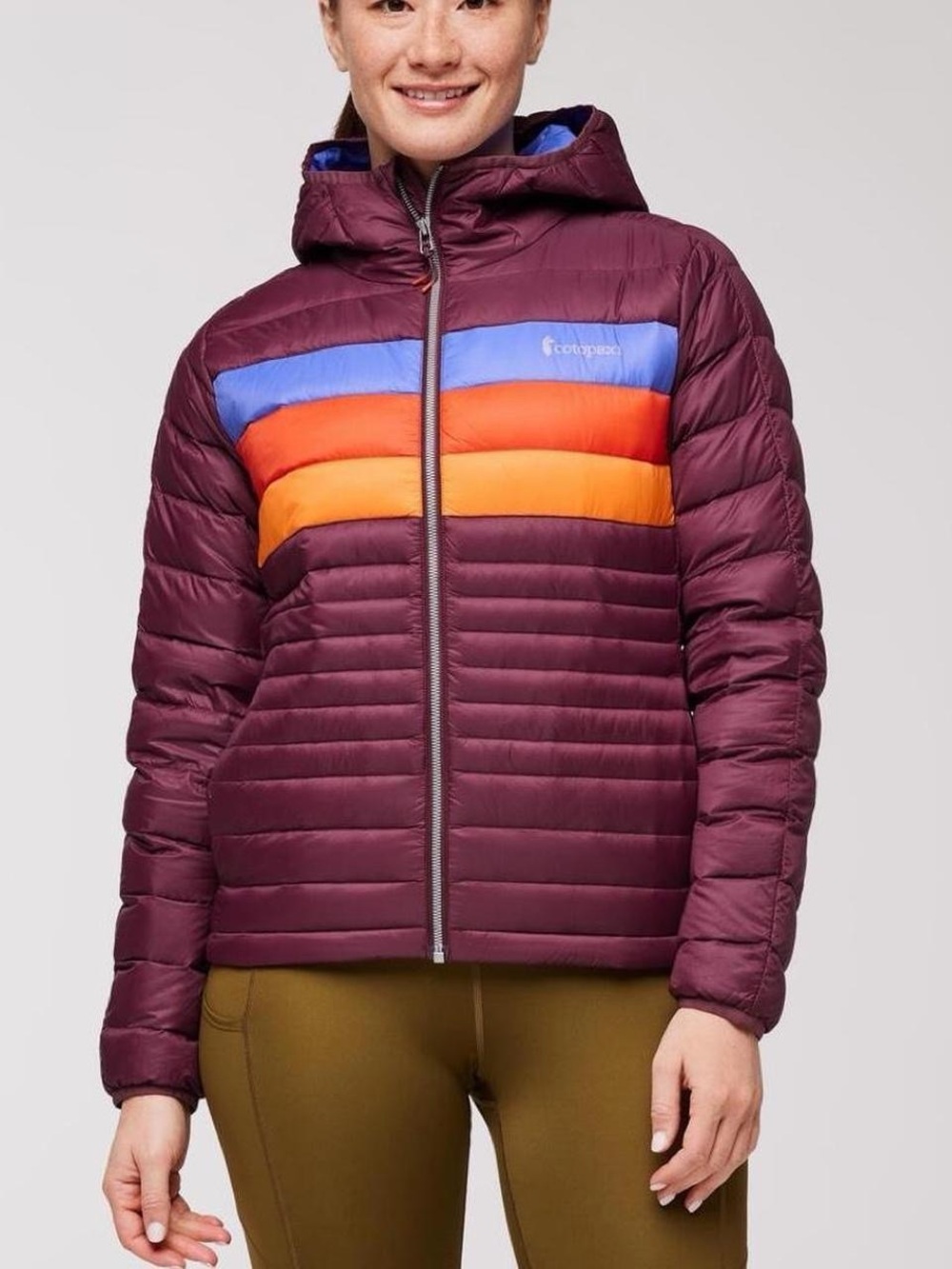 Cotopaxi fuego hooded jacket wine stripe